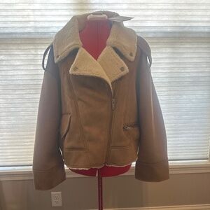 NWT Authentic Ugg  W Finnian Luxefluff Moto Jacket Womens SZ XL